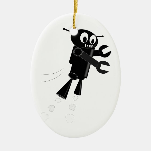 Black Flying Robot Keramikornament (Vorne)