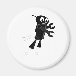 Black Flying Robot Magnet