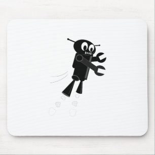 Black Flying Robot Mousepad