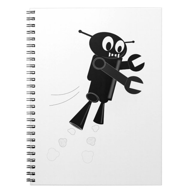 Black Flying Robot Notizblock (Vorderseite)