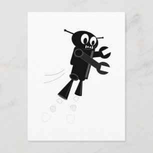 Black Flying Robot Postkarte