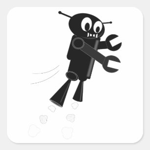 Black Flying Robot Quadratischer Aufkleber