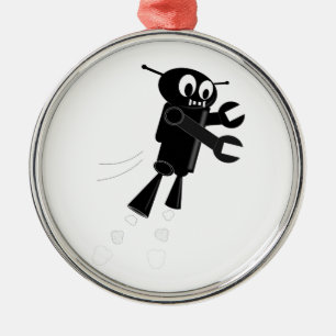 Black Flying Robot Silbernes Ornament