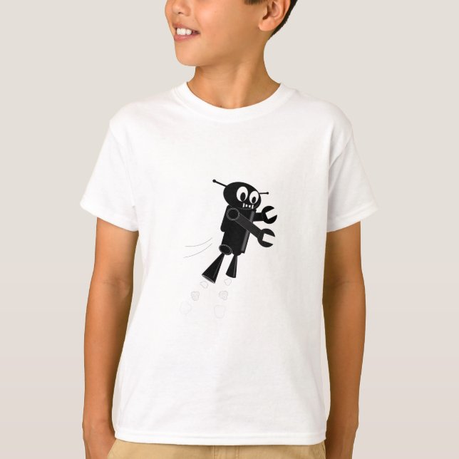 Black Flying Robot T-Shirt (Vorderseite)