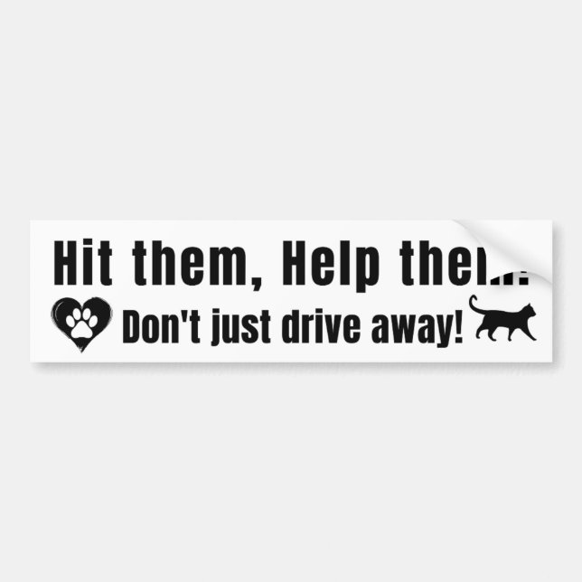 Black Font "Hit them, Help them!" Bumper Sticker Autoaufkleber (Vorne)