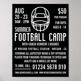 Black Football Helmet, Fußballcampingwerbung Poster