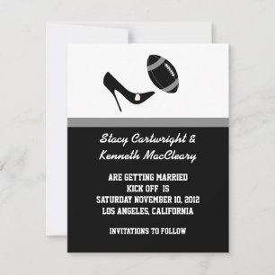 Black Football Wedding Save the Date Announcement