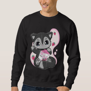 Black Fox Erdbeermilch-Bubble-Tea für Boba Sweatshirt