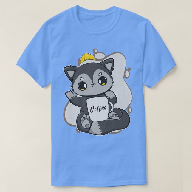Black Fox For Coffee Lover And Construction Worker T-Shirt (Design vorne)