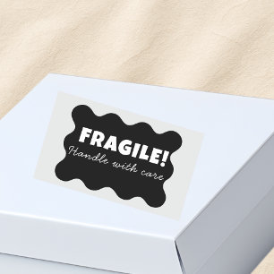 Black Fragile Handle mit Sorgfalt Business Rechteckiger Aufkleber