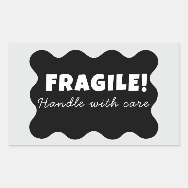 Black Fragile Handle mit Sorgfalt Business Rechteckiger Aufkleber (Vorderseite)