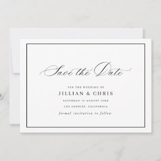 Black frame calligraphy wedding save the date card einladung