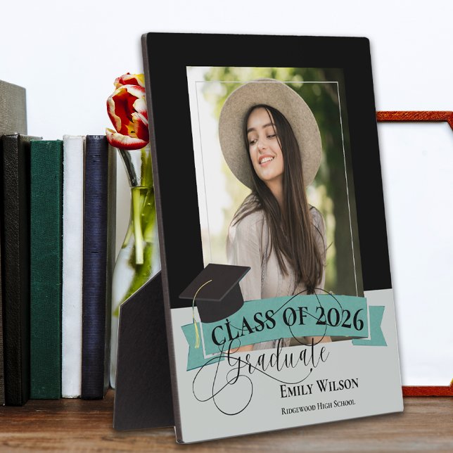 Black Frame Graduation  Keepsake Photo Plaque Fotoplatte (Black Frame Graduation Photo Plaque – Class of 2026 Personalized Keepsake)