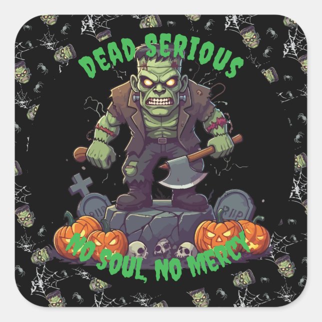 🖤 Black Frankenstein Halloween Sticker 💀 🎃 (Vorderseite)