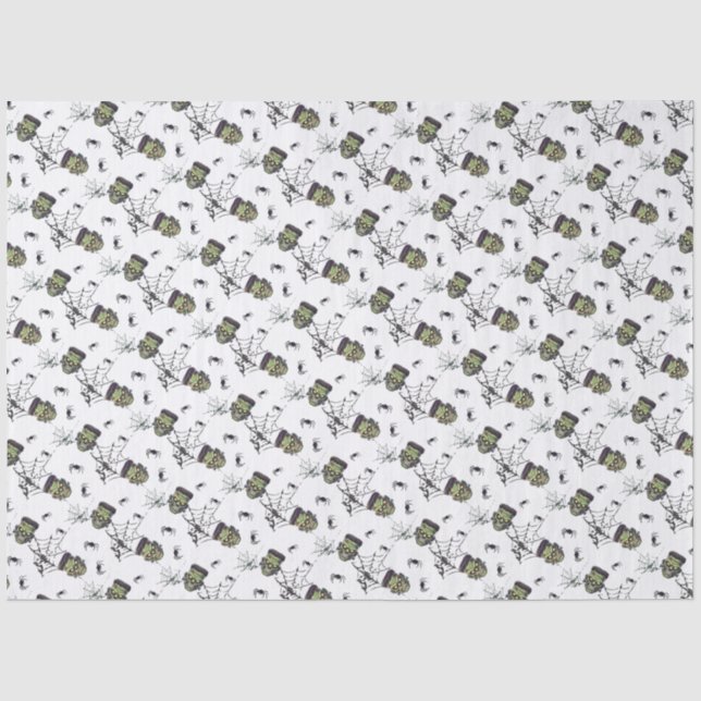 🖤 Black Frankenstein Tissue Paper 💀 🎃 Seidenpapier (Vorderseite)