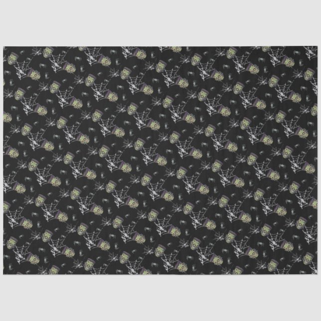 🖤 Black Frankenstein Tissue Paper 💀 🎃 Seidenpapier (Vorderseite)