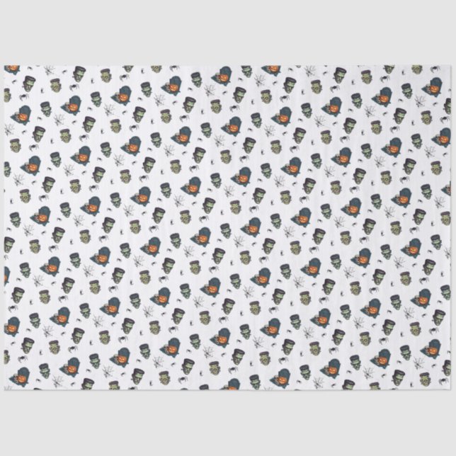 🖤 Black Frankenstein Tissue Paper 💀 🎃 Seidenpapier (Vorderseite)