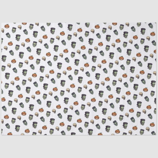 🖤 Black Frankenstein Tissue Paper 💀 🎃 Seidenpapier (Vorderseite)