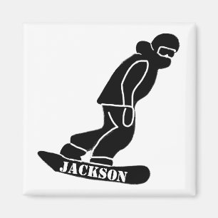 Black Freeride Snowboarder Snowboarder Stift Magnet