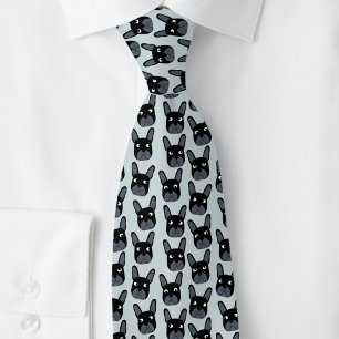 Black French Bulldog Blue Neck Tie Krawatte