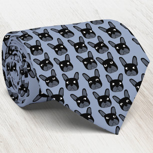 Black French Bulldog Blue Neck Tie Krawatte