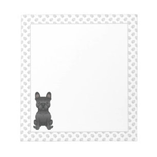 Black French Bulldog / Frenchie Cartoon Dog & Paws Notizblock