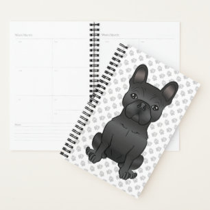 Black French Bulldog / Frenchie Cartoon Dog & Paws Planer