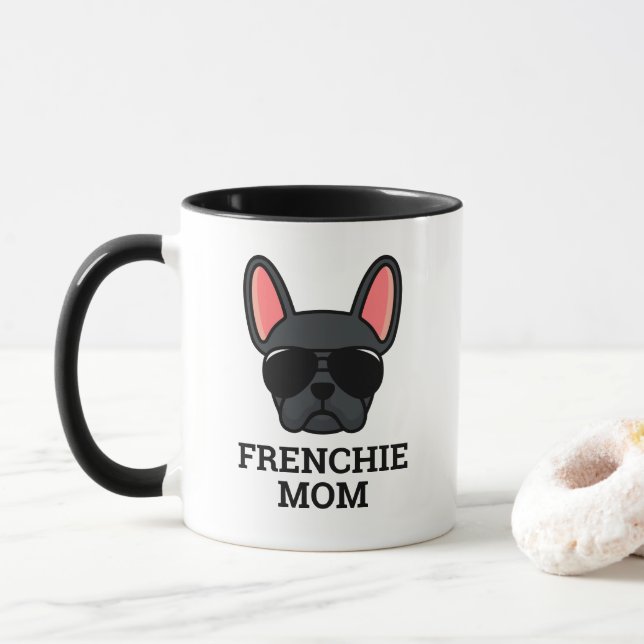 Black French Bulldog Frenchie Dog Mama Tasse (Mit Donut)