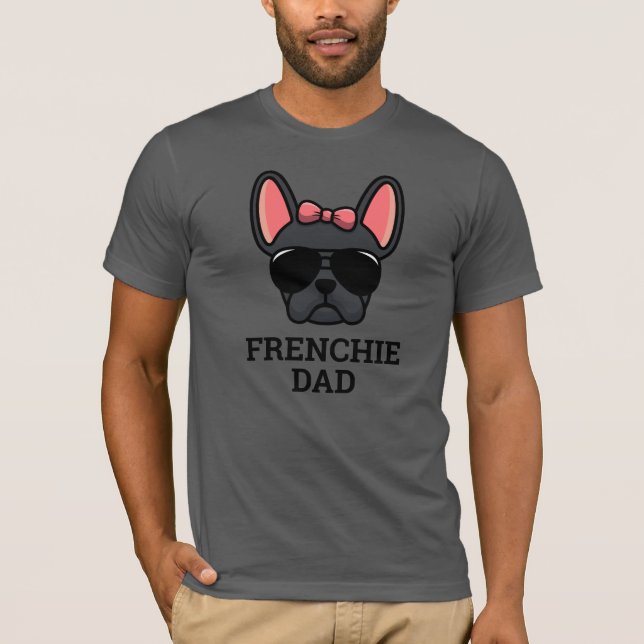 Black French Bulldog Frenchie Dog Vater T-Shirt (Vorderseite)