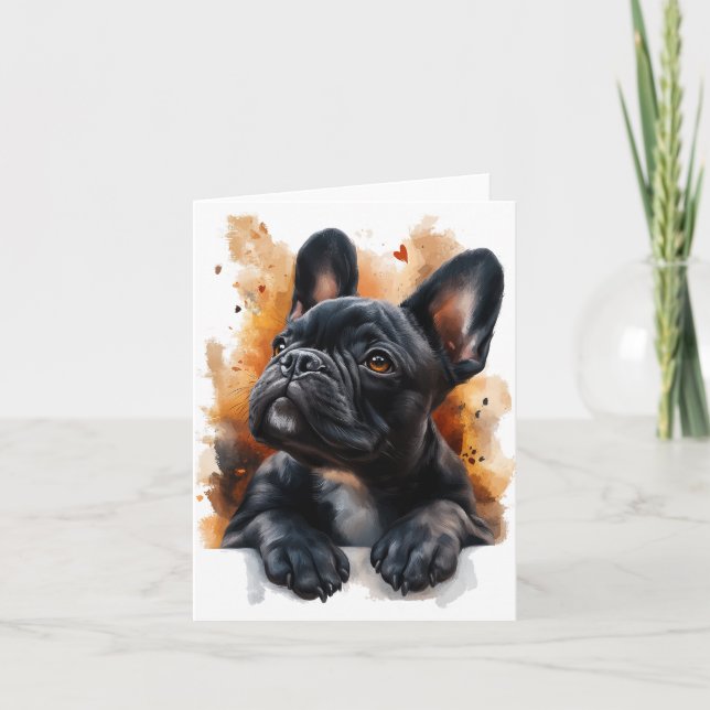 Black French Bulldog Grußkarte Dankeskarte (Vorderseite)