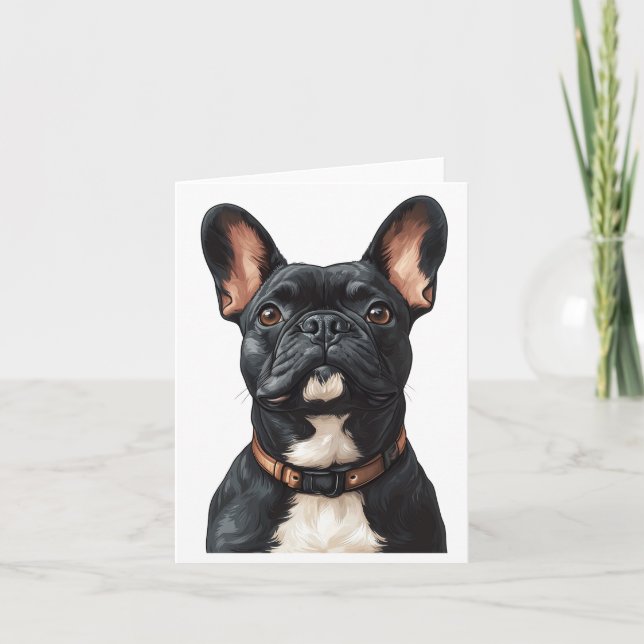 Black French Bulldog Grußkarte Dankeskarte (Vorderseite)