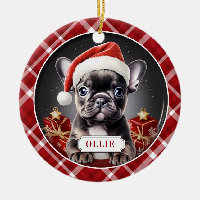 Black French Bulldog Keramik Circle Ornament (Vorne)