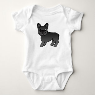 Black French Bulldog Niedlicher Cartoon Dog Baby Strampler