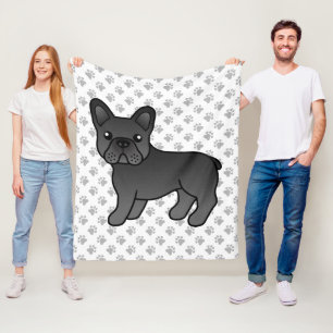 Black French Bulldog Niedlicher Cartoon Dog Fleecedecke
