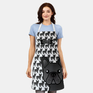 Black French Bulldog Niedlicher Cartoon Dog & Name Schürze