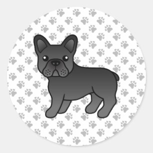 Black French Bulldog Niedlicher Cartoon Dog Runder Aufkleber