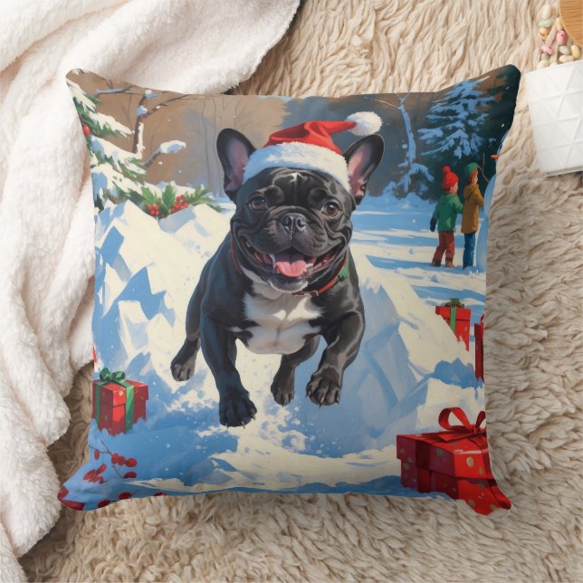 Black French Bulldog Weihnachten Weihnachtsfest Sc Kissen (Decke)