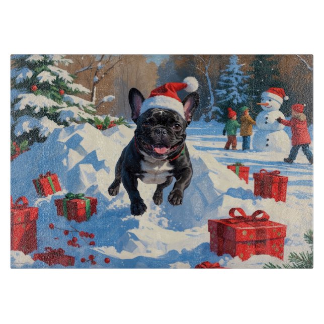 Black French Bulldog Weihnachten Weihnachtsfest Sc Schneidebrett (Vorderseite)