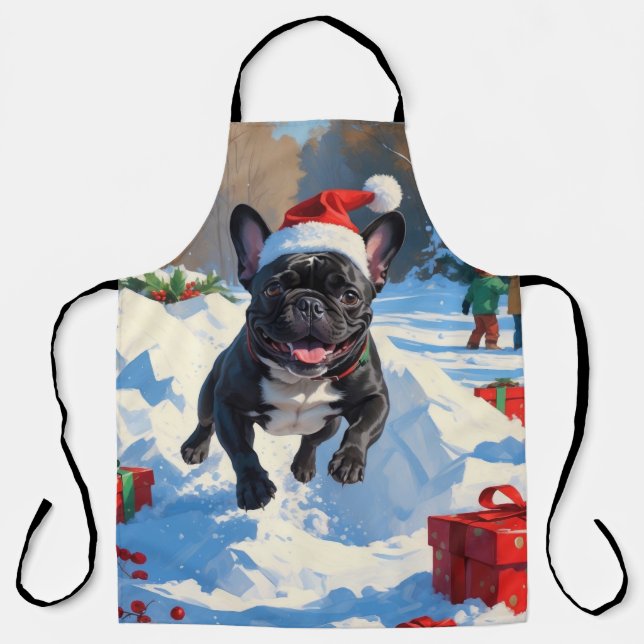 Black French Bulldog Weihnachten Weihnachtsfest Sc Schürze (Vorderseite)