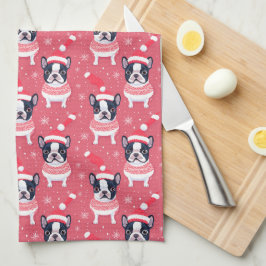 Black French Bulldog Weihnachtsküche Handtuch