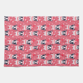 Black French Bulldog Weihnachtsküche Handtuch