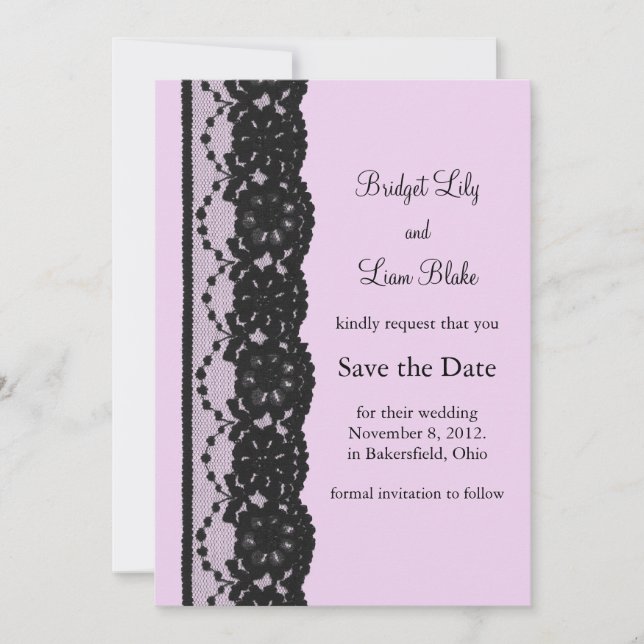 Black French Lace Save the Date (Vorderseite)