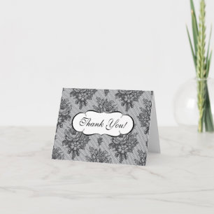 Black French Lace Vielen Dank Note Card Dankeskarte