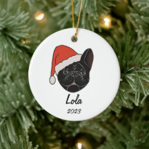 Black Frenchie Weihnachtsmannmütze Weihnachts-Orna
