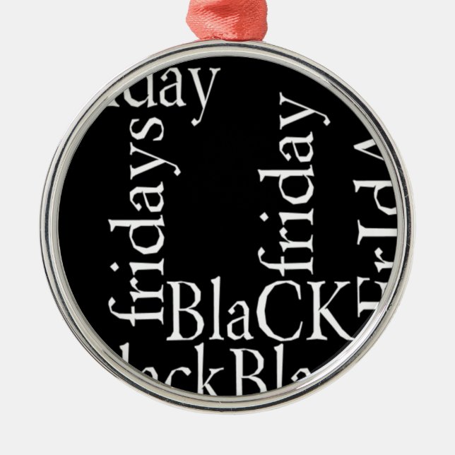 Black Friday Design Silbernes Ornament (Vorne)
