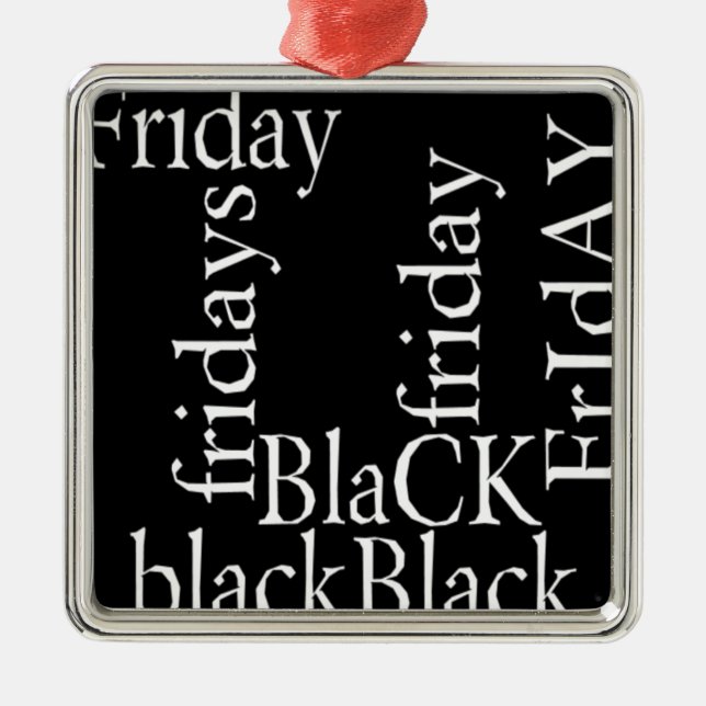 Black Friday Design Silbernes Ornament (Vorne)