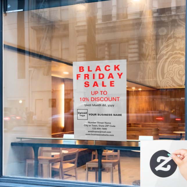 Black Friday Sale Graue Fensterklammer Fensteraufkleber (Café-Fenster)