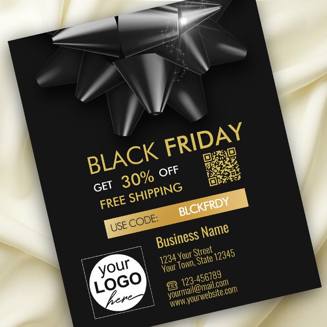 Black Friday Sale Noble Bow QR Code Discount Flyer (Von Creator hochgeladen)