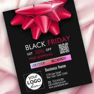 Black Friday Sale Rosa Schleife QR Code Rabatt Fly Flyer
