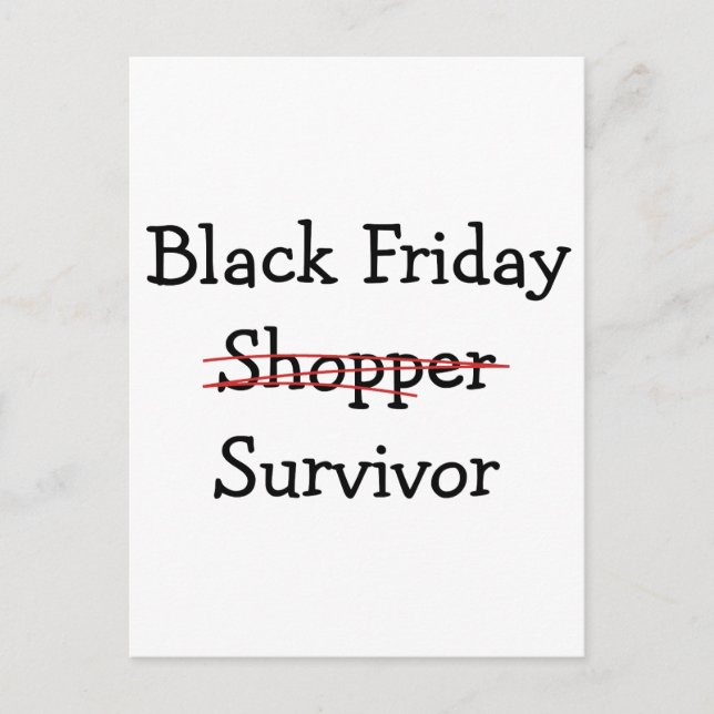 Black Friday Shopper Survivor Ausrüstung und T - S Postkarte (Vorderseite)